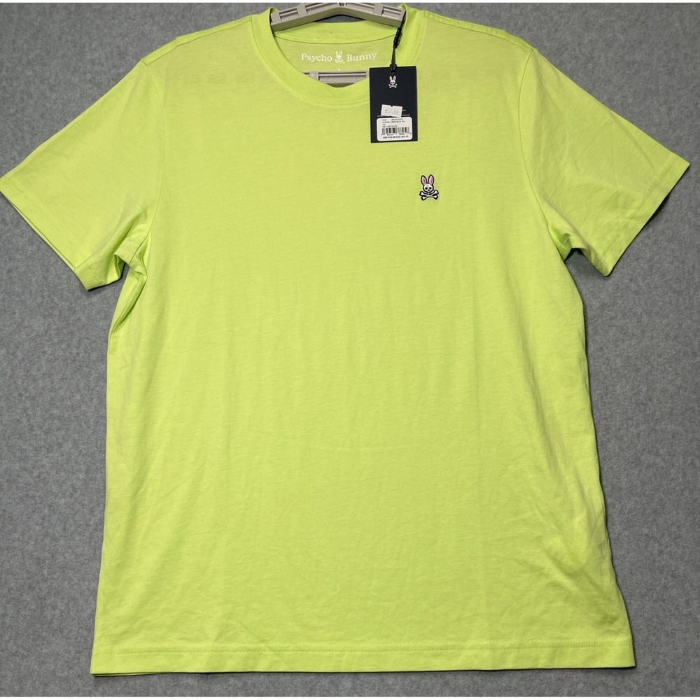 Psycho Bunny Men's Classic Crew Neck Tee Lime Glow Size 4-S